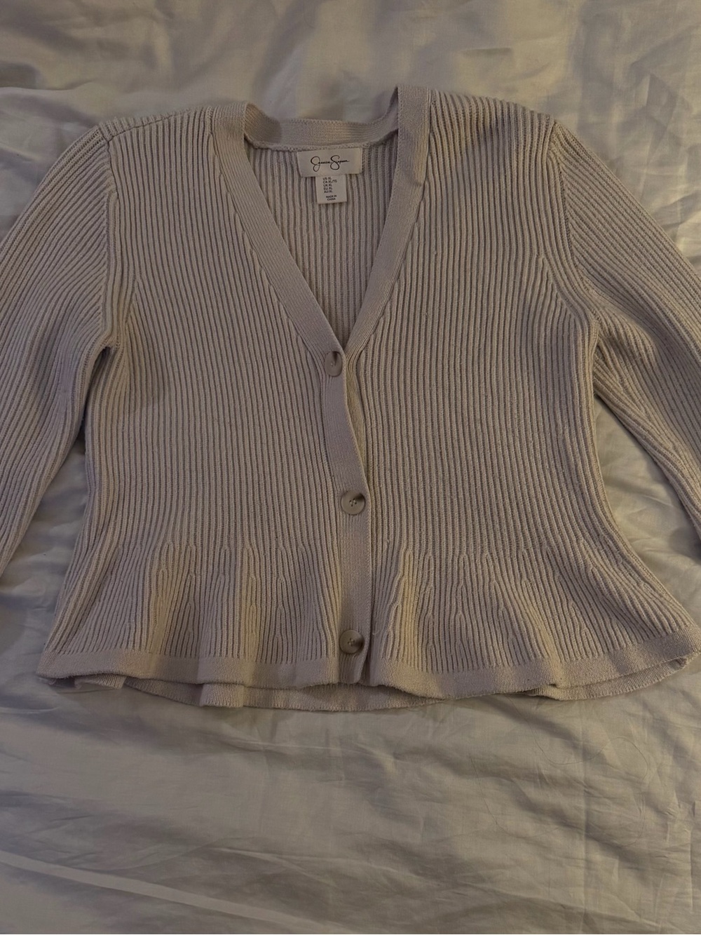 Jessica Simpson Cream Ribbed Button-Front Cardigan
